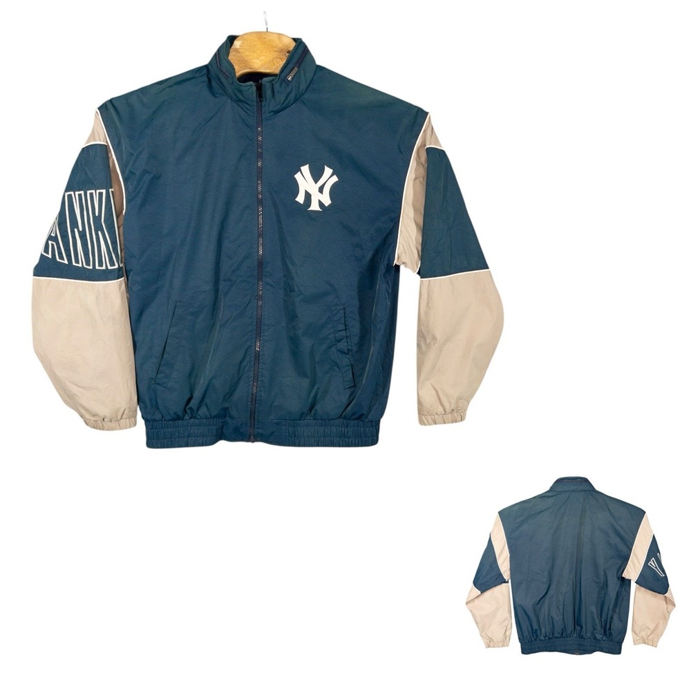 MLB NY Yankees All Weather Full Zip Jacket Packable Hood Mens‎ Medium Baseball